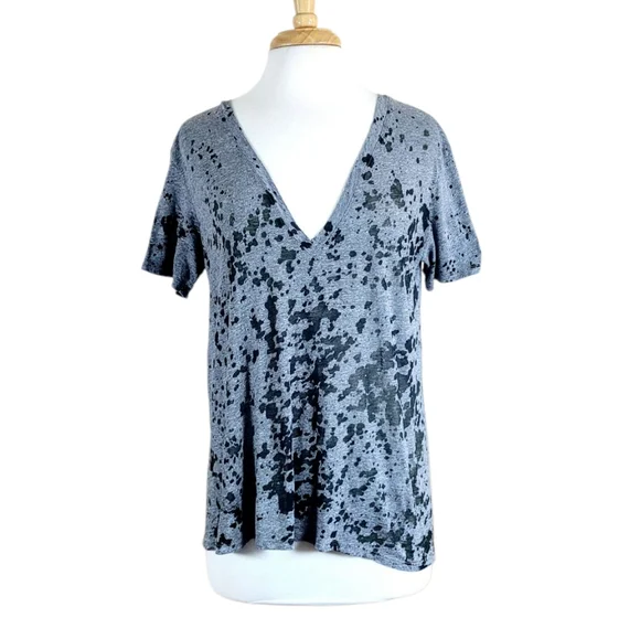 ENZA COSTA Deep V-NECK Splatter Burnout T-Shirt Tee T Medium - Picture 7 of 8
